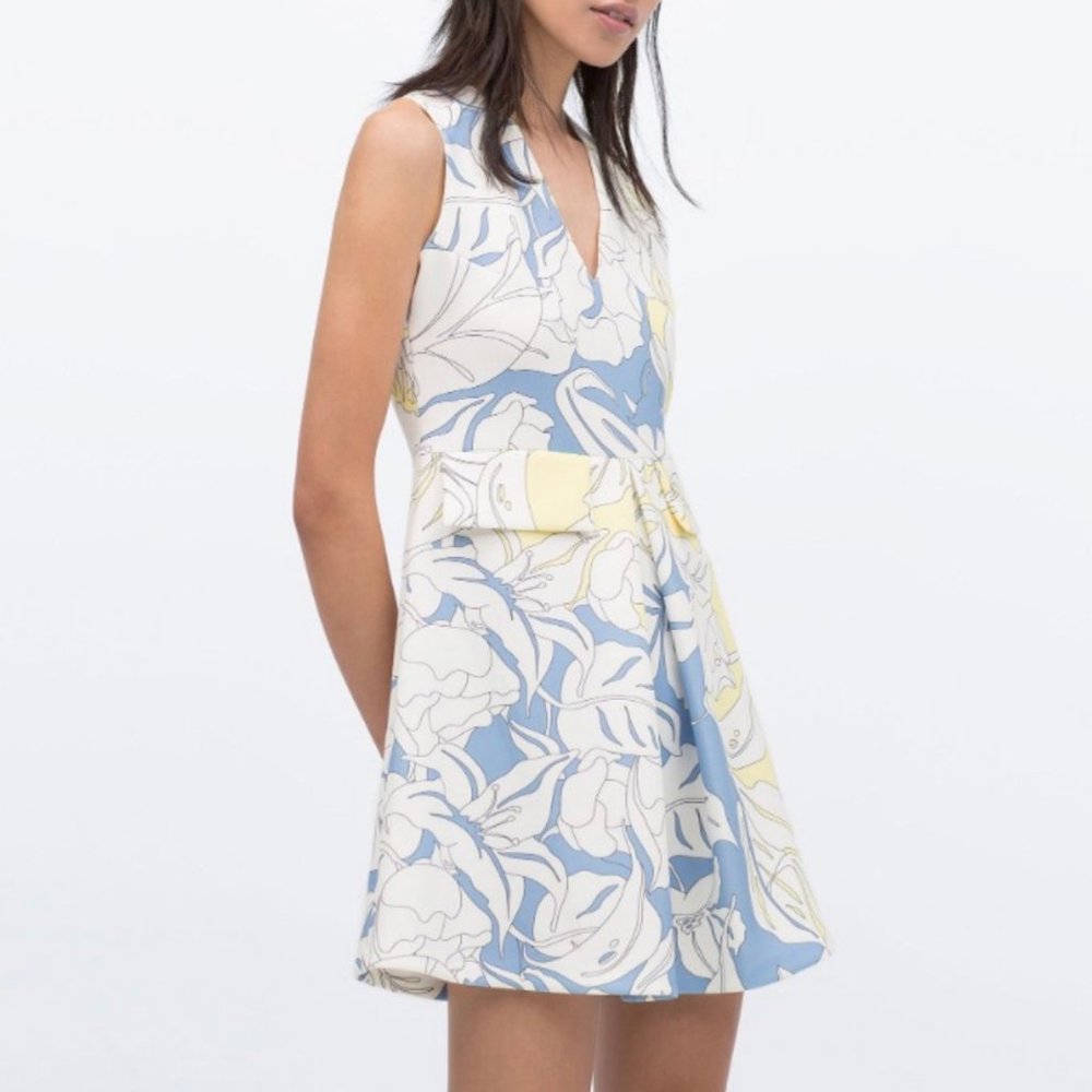 ZARA TROPICAL FLORAL PRINT DRESS